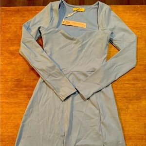 Pale blue, long sleeve mini dress
